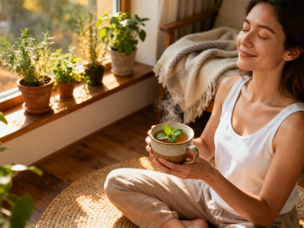 Millepertuis : Plante Anti-Dépressive, Bienfaits et Précautions 4 femme tisane millepertuis bien etre antidepresseur naturel